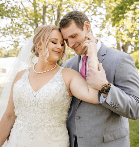 Bride and groom sharing a quiet moment together outdoors during their Tampa Bay wedding