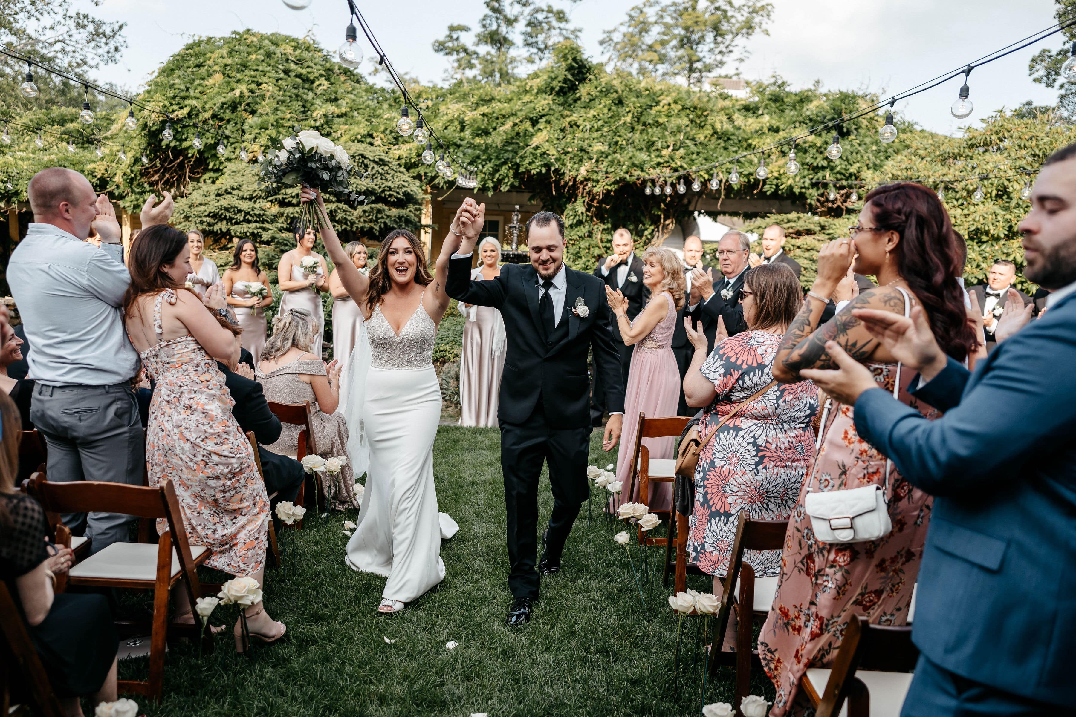 Newly wed couple after their garden wedding | Cherished Memories Studio