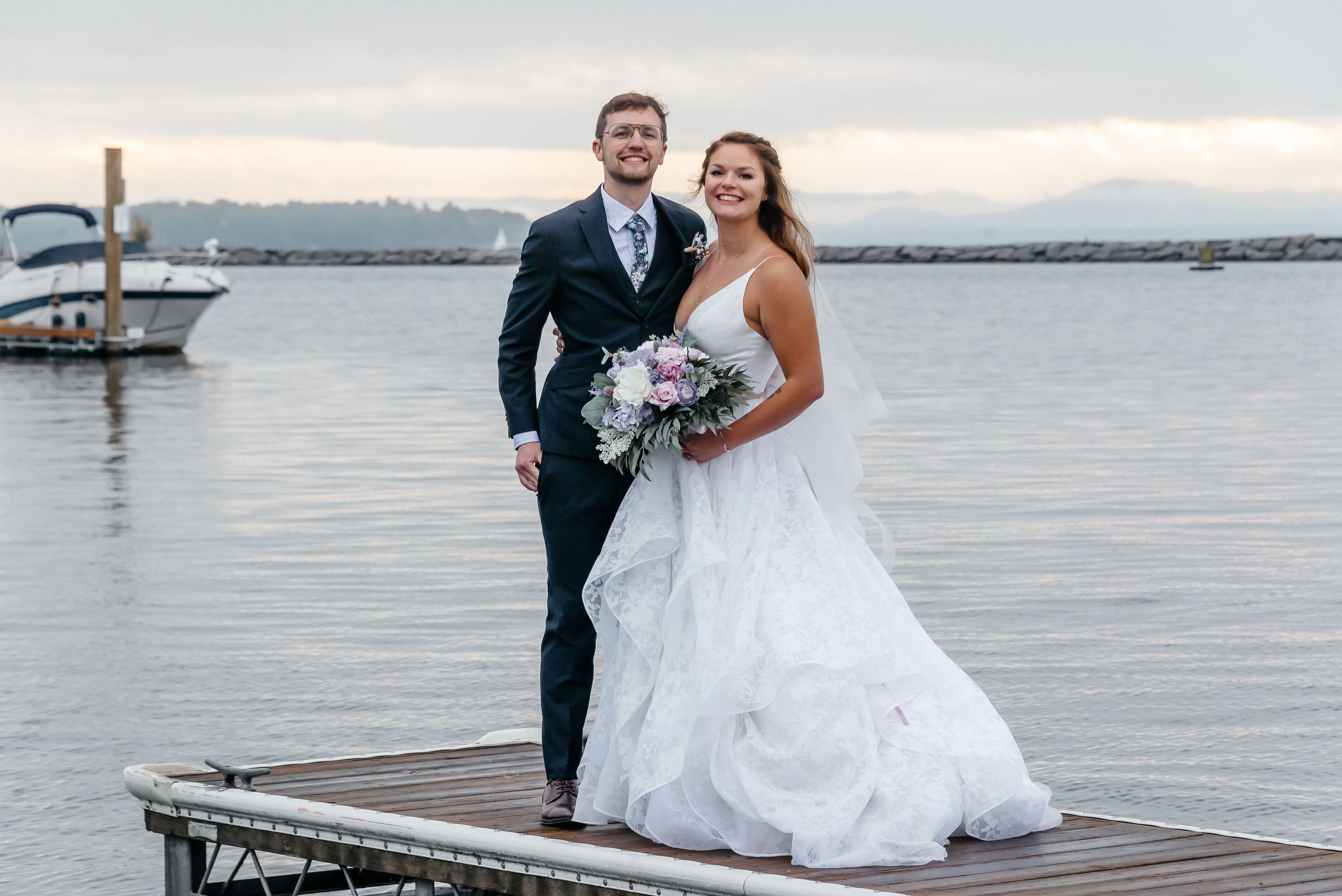 Newly wed with the background of the sea | Cherished Memories Studio