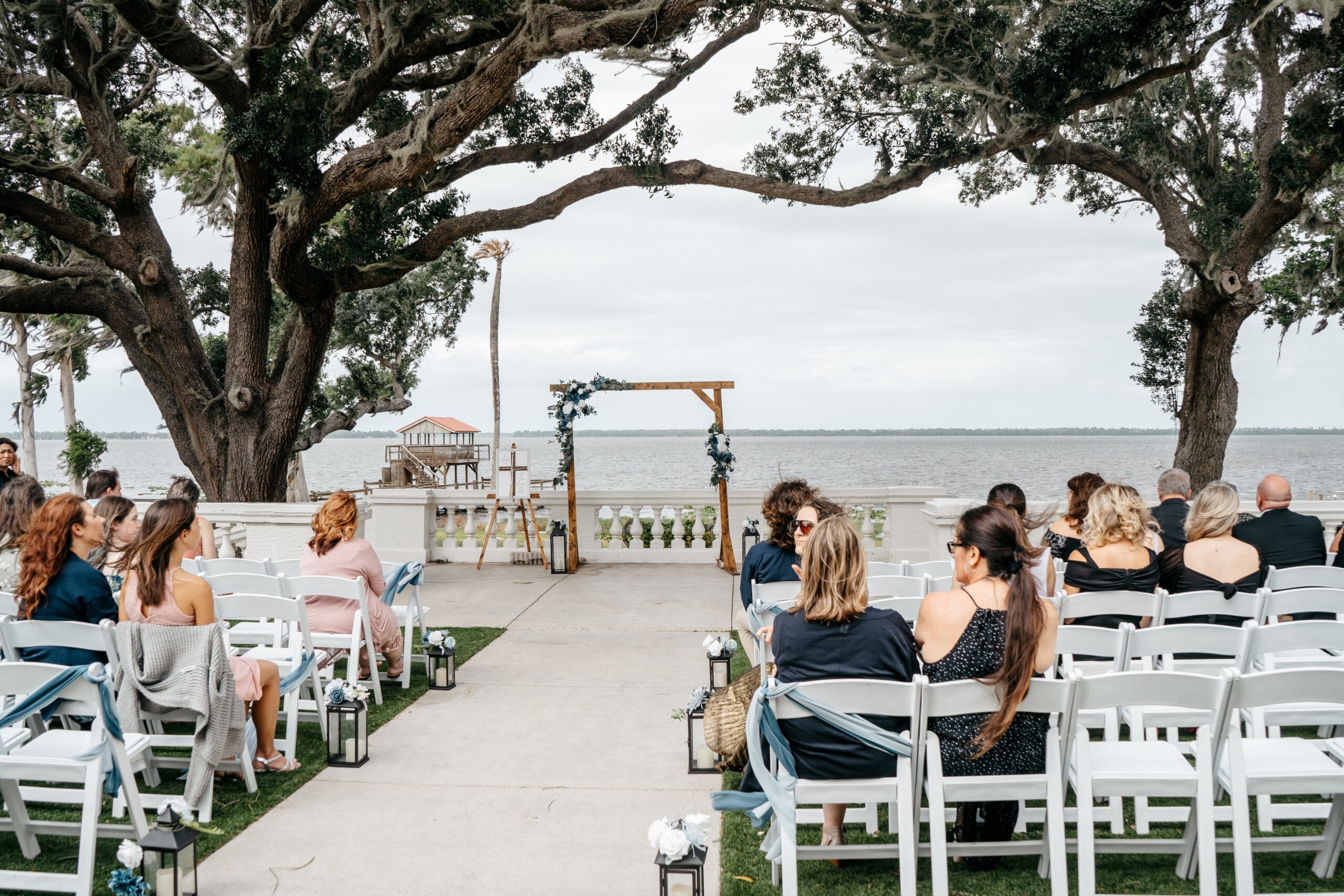 One of the best wedding videographer in Central Florida captures a beautiful wedding alter and guests awaiting the arrival of the Bride and groom